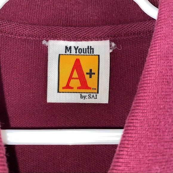 SAI A+ Longsleeve 3 button polo burgundy color sz youth medium - Picture 4 of 5